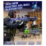 Electric Gel Ball Blaster, High Speed Automatic Splatter Ball Blaster with 50000+ and Goggles, Rechargeable Splatter Ball Toys for Outdoor Activities Game Party-BLueWhite