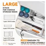 Criusia Utensil Drawer Organizer for Kitchen, 8 Pack Silverware Organizer Utensil Holder, Clear Plastic Drawer Dividers for Flatware, Cutlery, Kitchen Gadgets Accessories, Organizador de Cocina