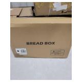 Vriccc Black Bread Box for Kitchen Counter, Large Bamboo Wood Double Layer Bread Box, Wooden Bread Storage Capacity
