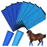 Bulyoou 8 Pcs Mesh Fly Boots for Horse Breathable Mesh Horse Boots Protective Horse Leg Wraps Horse Leggings for Preventing Flies and Mosquitoes Bites (Dark Blue, Sky Blue)