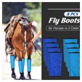 Bulyoou 8 Pcs Mesh Fly Boots for Horse Breathable Mesh Horse Boots Protective Horse Leg Wraps Horse Leggings for Preventing Flies and Mosquitoes Bites (Dark Blue, Sky Blue)