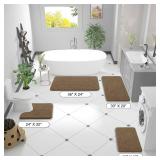 OLANLY Bathroom Rugs 36x24, Extra Soft Absorbent Chenille Bath Rugs, Rubber Backing Quick Dry, Machine Washable Bath Mats for Bathroom Floor, Tub and Shower, Home Decor Accessories, Tan