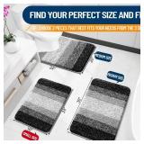 OLANLY Bathroom Rug Set 2 Piece, Soft Absorbent Microfiber Bath Rug Set, Non-Slip, Machine Wash Dry, Plush Shaggy Bath Mats for Bathroom (30\"x20\"+24\"x16\", Black)