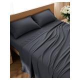 Bedsure King Size Sheets Set - 4 Pieces Soft King Sheets - Breathable & Cooling - Hotel Luxury - Easy Care Polyester Microfiber Bedding for Women, Men, Dark Grey