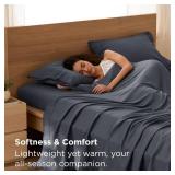 Bedsure King Size Sheets Set - 4 Pieces Soft King Sheets - Breathable & Cooling - Hotel Luxury - Easy Care Polyester Microfiber Bedding for Women, Men, Dark Grey