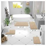 OLANLY Bathroom Rugs 36x24, Extra Soft Absorbent Chenille Bath Rugs, Rubber Backing Quick Dry, Machine Washable Bath Mats for Bathroom Floor, Tub and Shower, Home Decor Accessories, Beige