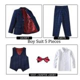 Baby Boys Tuxedos Toddler Suits Set Kids Plaid Slim Fit Suits for Boys 3t 5 Piece Wedding Outfit Size 3