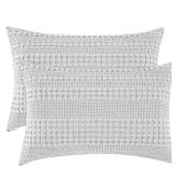 PHF 100% Cotton Waffle Pillow Shams Standard Size, 2 Pack 20\" x 26\" Soft Skin-Friendly Pillowcases, No Filling, Aesthetic Woven and Breathable Waffle Weave Pillow Case Covers for Bed, Light Grey