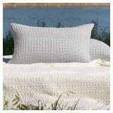 PHF 100% Cotton Waffle Pillow Shams Standard Size, 2 Pack 20\" x 26\" Soft Skin-Friendly Pillowcases, No Filling, Aesthetic Woven and Breathable Waffle Weave Pillow Case Covers for Bed, Light Grey