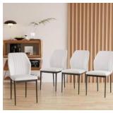 Dining Chairs Set of 4, Upholstered Leather Mid-Century Modern Chair, Kitchen Chair with Metal Legs for Room, Living Waiting Farmhouse