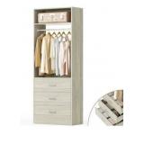 Freestanding 2FT Closet System with 3 Wood Drawers, 24\" Closet Organizer System with Hanging Rod & Shelves, Walk-in Closet Systems for Small Closet, White Oak