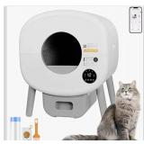 Automatic Smart Cat Litter Box, Large Capacity Self-Cleaning Litter Box with Infrared/Gravity/Ambient Light Function(Model B), White