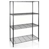 Black 4-Shelf Heavy Duty Storage Wire Shelving Unit for Restaurant Garage