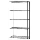 Wire Shelving Unit Commercial Metal Shelf with 5 Tier Adjustable Layer Rack Strong Steel for Restaurant Garage Pantry Kitchen Garage Black