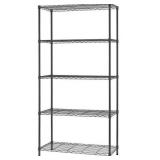 Wire Shelving Unit Commercial Metal Shelf with 5 Tier Adjustable Layer Rack Strong Steel for Restaurant Garage Pantry Kitchen Garage Black