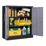 Metal Storage Cabinet with Doors and Shelves,Garage Storage Cabinet with Lock,Black Grey Metal Cabinets with Locking Doors,Steel Cupboard for Home,Office,Garage Cabinets