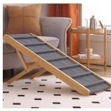 Wooden Dog Ramp for Bed and Couch, Foldable Pet Stairs with Non-Slip Surface, Portable Indoor Pet Ramp for Small and Senior Dogs (Large)