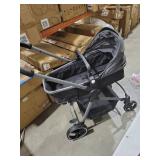 MU Double Stroller, Foldable Twin Tandem Stroller with Adjustable Backrest, Reversible Seat, 5-Point Harness, Storage Basket, Convertible Baby Bassinet for Infant and Toddler, Gray