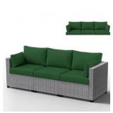 Outdoor Furniture Replacement Cushions, Waterproof Patio Furniture Cushions, 4\" Deep Seat Outdoor Sectional Cushion for 3-Seat Outdoors Rattan Sofa Patio Sofa Cushion, Green