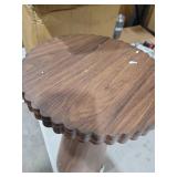 Small Round Pedestal Side Table, Wooden End Table for Living Room,
