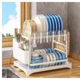 Dish Drying Rack for Kitchen Counter, 2-Tier