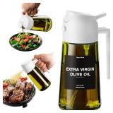 CXINYI - 16oz/470ml Olive Oil Dispenser for Kitchen with Stickers - 2 in 1 Olive Oil Sprayer for Cooking, Air Fryer, and Salad, White (Light-Proof Kitchen Gadget)
