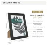 MCS Studio Gallery 8.5x11 Picture Frame Black Woodgrain Engineered Wood, Vertical & Horizontal Wall Hanging & Easel for Tapletop Display, Rectangle Photo Frame for Photos, Posters & Art Prints (1-Pack