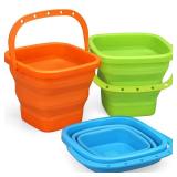Foldable Beach Bucket, Large Silicone Pail Bucket Sand Buckets Collapsible Bucket, Sand Beach Toys for Kids Adults Beach Play Camping Gear Water Food Jug, Dog Bowls, Camping