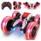 Rcabcar Double Sided RC Car, 4WD Off-Road Stunt Car with 360 Flips, 2.4Ghz Indoor/Outdoor All Terrain Rechargeable Electric Toy Car for Kids 3+