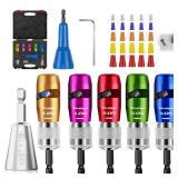 Wire stripper for drill, 14-12-10-8-6 gauge wire strippers,electrician tools, wire twister tool for drill, cable quick stripper set with 20 wire caps and 1 spare blade