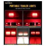 Partsam Wireless LED Trailer Light Kit Magnetic Towing Tail Light Portable Universal Stop Turn Running Backup Reverse Red+Clear Lens w/ 7-Pin Plug Dual USB Cable Charger for Trucks Trailers 12-24V
