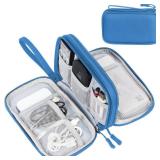 FYY Electronic Organizer, Travel Cable Organizer Bag Pouch Electronic Accessories Carry Case Portable Waterproof Double Layers Storage Bag for Cable, Cord, Charger, Phone, Earphone, Medium Size, Cyan