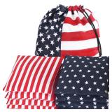 Nattork Cornhole Bags Set of 8 - Premium Corn Hole Bean Bags for Tossing - All Weather Resistant 8 Duck Cloth Double Stiched Corn Hole Bags and Tote Bags - Regulation Size (Star & Stripes)