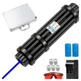 ERAMONG High Power Blue Flashlight, Long Range Flashlight with Adjustable Focus and Multi Patterns for Camping, Hiking, Hunting, Fishing