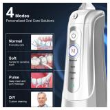 Water Flosser Pick for Teeth: 4 Modes Cordless Portable Water Flossers Teeth Cleaner Rechargeable 300ML IPX7 Waterproof Oral Irrigator Flossing Cleaning Picks for Home Travel