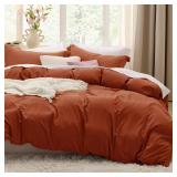 Bedsure Terracotta Duvet Cover Twin/Twin XL Size - 2 Pieces Prewashed Cotton-Like Extra Soft Bedding Set, Includes 1 Twin Duvet Cover 68x90 Inches with Zipper Closure & 1 Pillow Sham, No Comforter