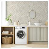 OYASIMI 10 Sheet Arabesque Peel and Stick Backsplash Tile, Stick on Backsplash for Kitchen and Bathroom Wall, Ecru Beige Stone Look PVC Mixed Metal Aluminum