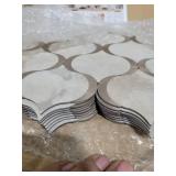 OYASIMI 10 Sheet Arabesque Peel and Stick Backsplash Tile, Stick on Backsplash for Kitchen and Bathroom Wall, Ecru Beige Stone Look PVC Mixed Metal Aluminum