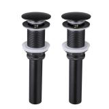 KES Black Sink Drain Without Overflow, Bathroom Sink Stopper, Pop Up Drain Vessel Sink, 2 Pack, Matte Black, All Metal Rustproof Brass and 304 Stainless Steel, for 1.6\"-1.9\" Sink Hole, S2008D-BK-P2