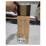 Pasta Fork and Ladle Set, Perfect for Serving Hot Soup, Stirring, and Sauce Pasta, BPA-Free Matte Silicone, Wood Handle Spaghetti Spoon for Nonstick Cooking Surfaces (Red)