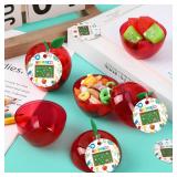 Jansun 24 Pack Mini Apples Container,Plastic Red Apples Shaped Candy Toy Jar with Card Ribbon for Teacher Wedding Christmas Decoration Party Favor Ornaments Back to School