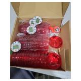 Jansun 24 Pack Mini Apples Container,Plastic Red Apples Shaped Candy Toy Jar with Card Ribbon for Teacher Wedding Christmas Decoration Party Favor Ornaments Back to School