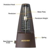 AODSK Mechanical Metronome Black Universal Metronome for Piano Guitar Violin Drums and Other Instruments Standard Loud Sound