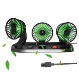 Moqidong USB Car Fan - Portable 3-Head USB Desk Cooling Fan with 2 Wind Speed, 360° Rotation USB Powered for Car Dashboard Sedan SUV RV Boat Truck Cruise Home Office Use