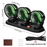 Moqidong USB Car Fan - Portable 3-Head USB Desk Cooling Fan with 2 Wind Speed, 360° Rotation USB Powered for Car Dashboard Sedan SUV RV Boat Truck Cruise Home Office Use