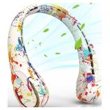 FrSara Neck Fan, Portable Personal Fan Strong Wind, 5200mAh, Air Volume,360° Cooling, No Hair Twisting, Air Volume On 2 Sides, Non-Slip, Quick Charge, Long Use Time, Gift for Women, Men, Birthday