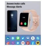 Fitness Tracker Fitness Watches for Women Men (Make/Answer Calls), 1.85\" Smart Watch for iPhone/Android Phones, Heart Rate/Sleep Monitor Steps Tracker Watch Pedometer IP68 Waterproof (Pink/gold)