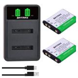 Batmax 2Pcs EN-EL10 NP-45 Li-40B Battery + Quick LED Dual Charger for Fujifilm NP 45 Nikon EN EL10 Olympus LI-42B LI-40B, Kodak KLIC-7006, Casio NP-80, Pentax D-Li63 D-Li108 Coolpix S60 S80 S200 S203