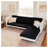 hyha Waterproof Couch Cushion Covers, Stretch Sofa Couch Seat Slipcover for Dog Washable, Non-Slip Waterproof Outdoor Cushion Covers for Patio Furniture Replacement (2 Pieces, Black)