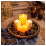 Hanobe Wooden Tray for Coffee Table: Candle Holder Plate Round Decorative Serving Tray - Vintage Table Centerpiece Rustic Farmhouse Home Decor